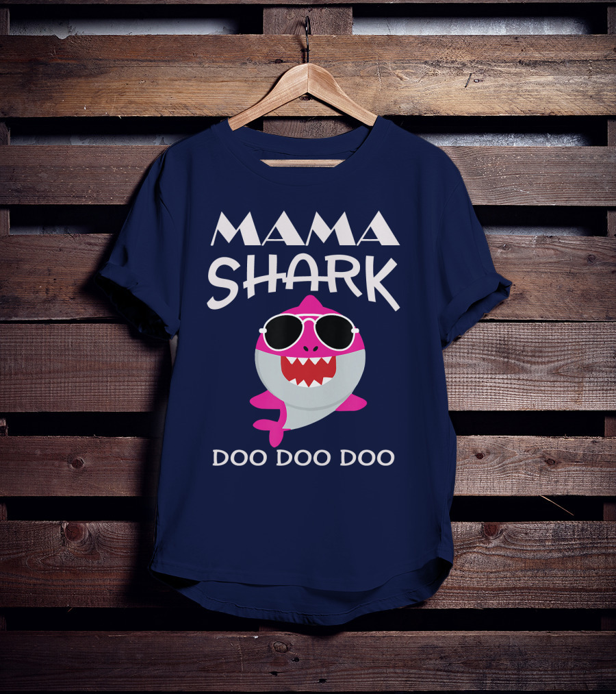 Mama Shark Doo Doo Doo Sunglasses Cartoon T-Shirt