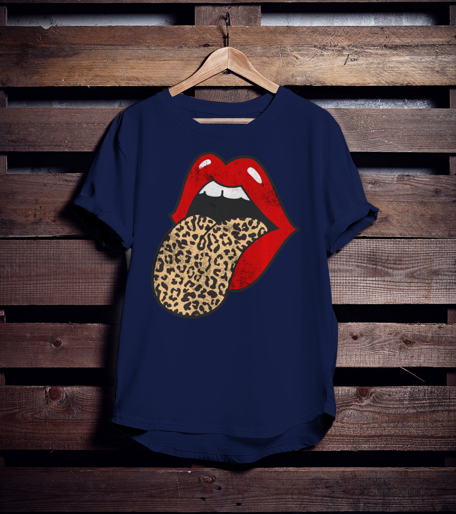 Red Lips Leopard Tongue Trendy Animal ASM T-Shirt