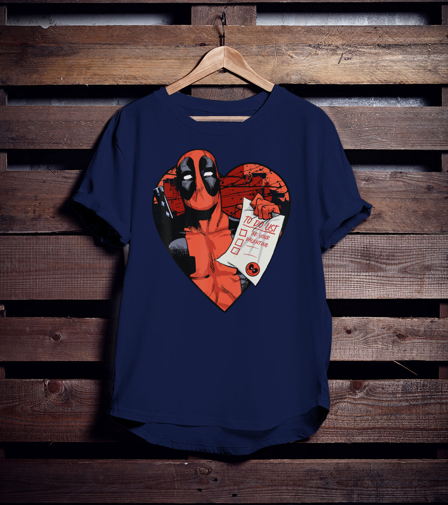 Marvel Deadpool Be Your Valentine To Do List Heart T-Shirt