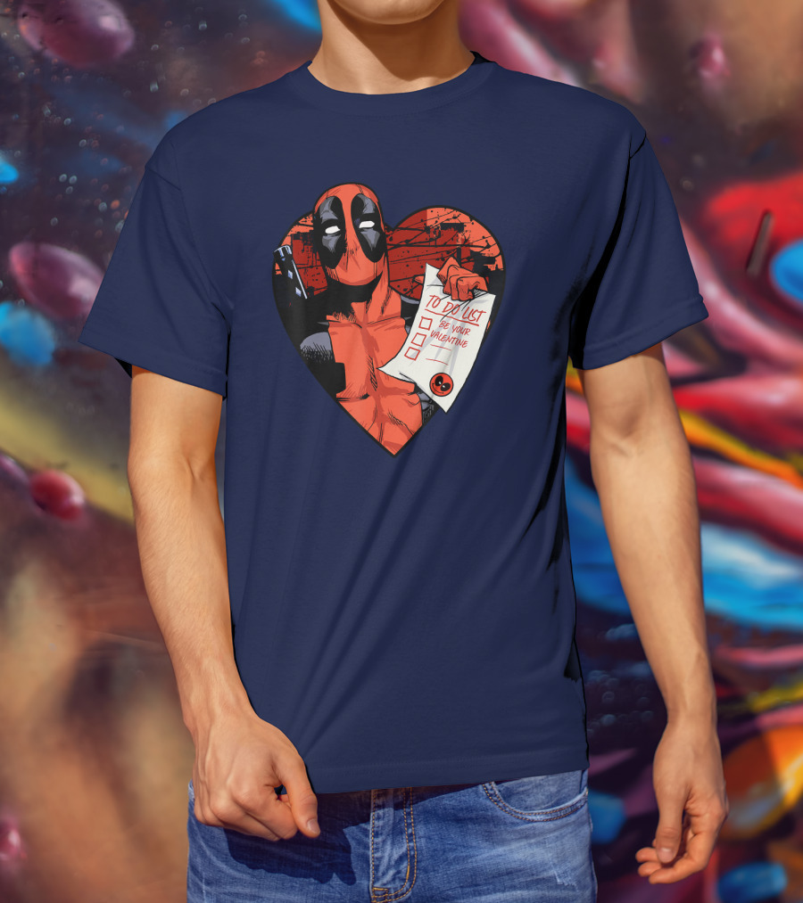 Marvel Deadpool Be Your Valentine To Do List Heart T-Shirt