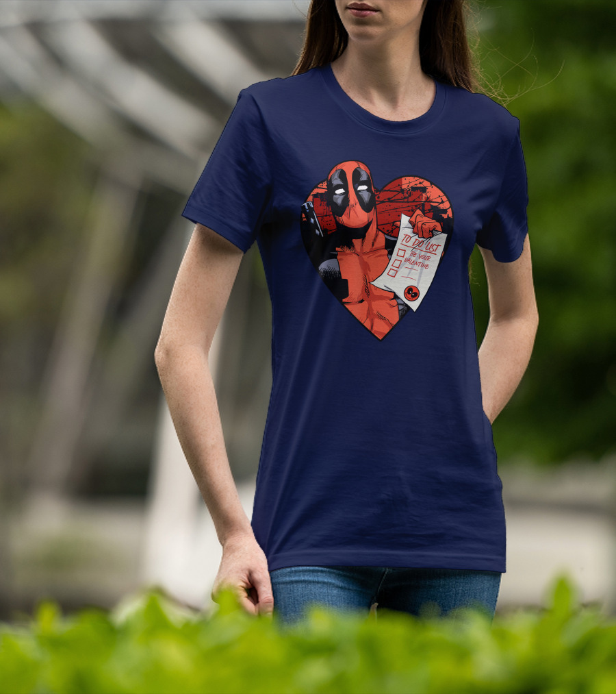 Marvel Deadpool Be Your Valentine To Do List Heart T-Shirt