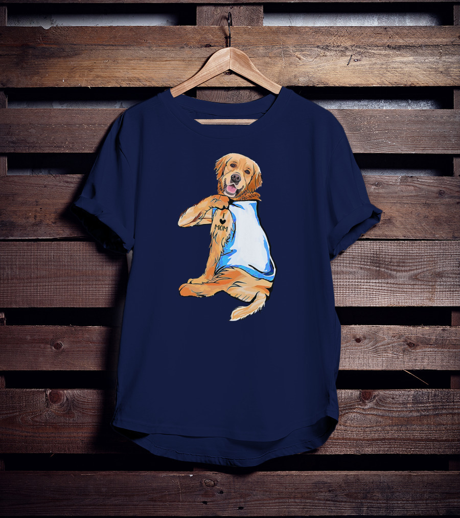 Golden Retriever Dog Tattoo 'I Love Mom' Trendy Ideas For Women T-Shirt