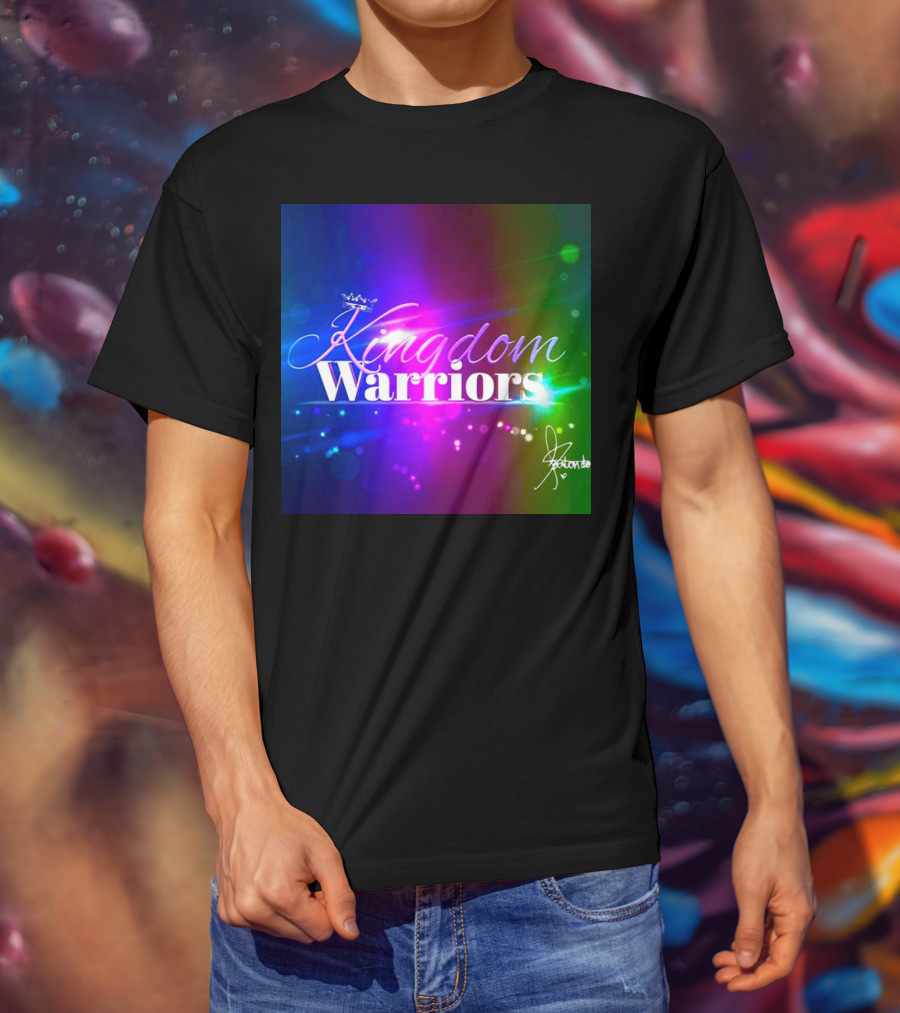 Kingdom Warriors With Crown And Signature In Vibrant Multicolor Light Burst T-Shirt