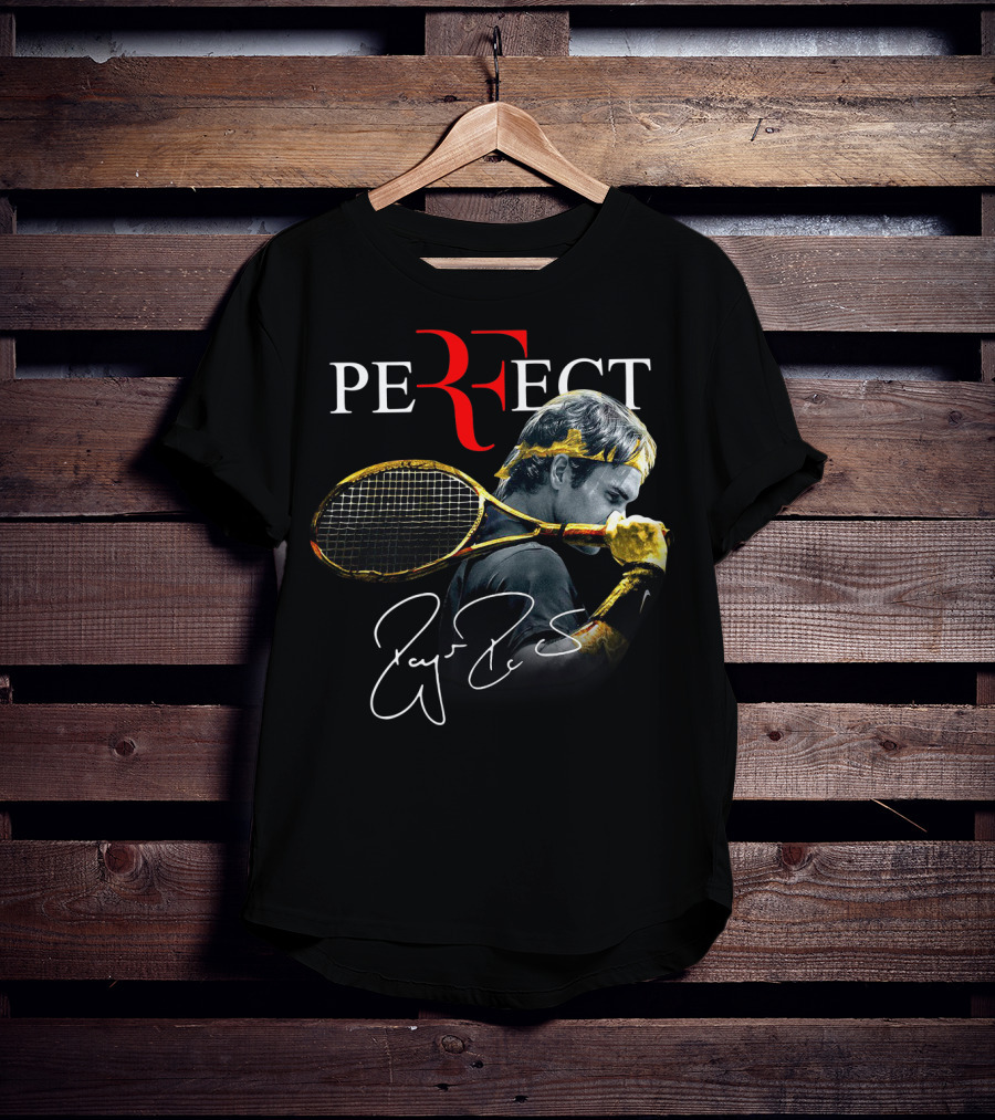Roger Federer Perfect Tennis Tribute Racket Signature Iconic Moment T-Shirt