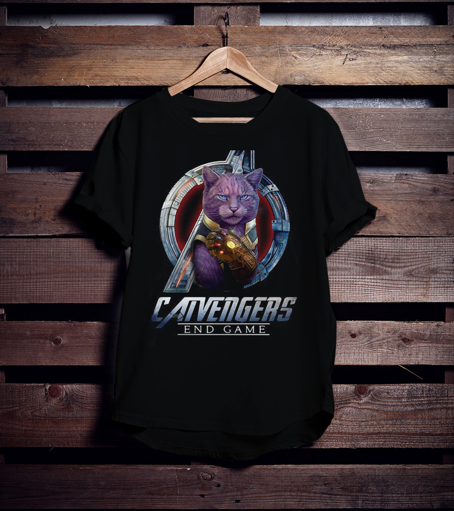 Catvengers End Game Infinity Gauntlet Purple Cat Avengers Iconic T-Shirt