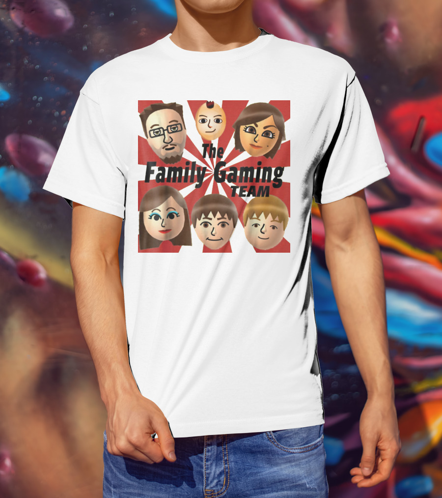 Family Gaming Team Characters With Text Burst T-Shirt