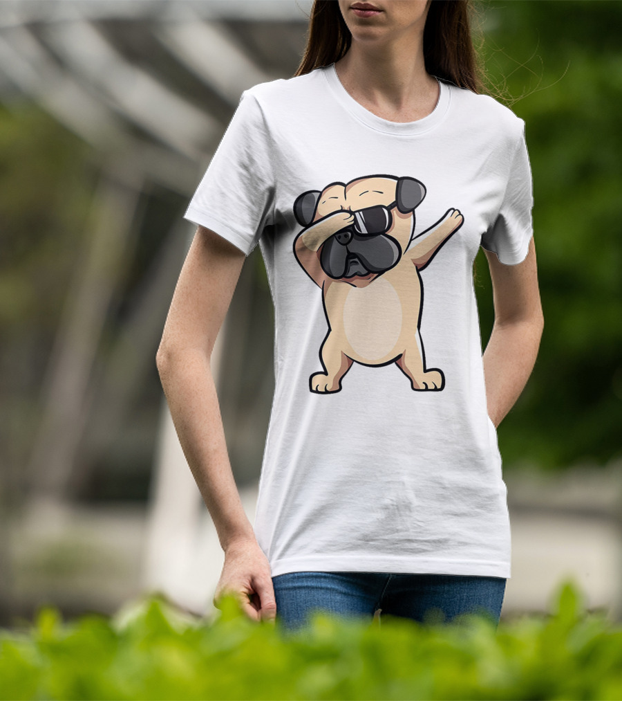 Cool Dabbing Pug With Sunglasses Cute Funny Dog Dab AZP T-Shirt