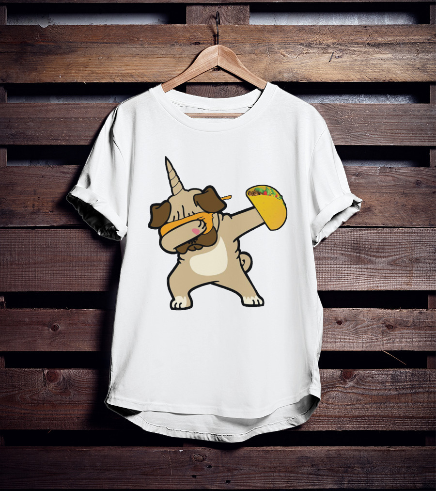 Dabbing Pugicorn With Taco Mexican Style Fun T-Shirt