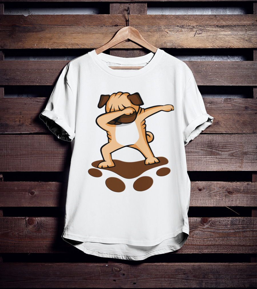 Dabbing Pug Dog With Paw Prints Funny Pug Owner T-Shirt