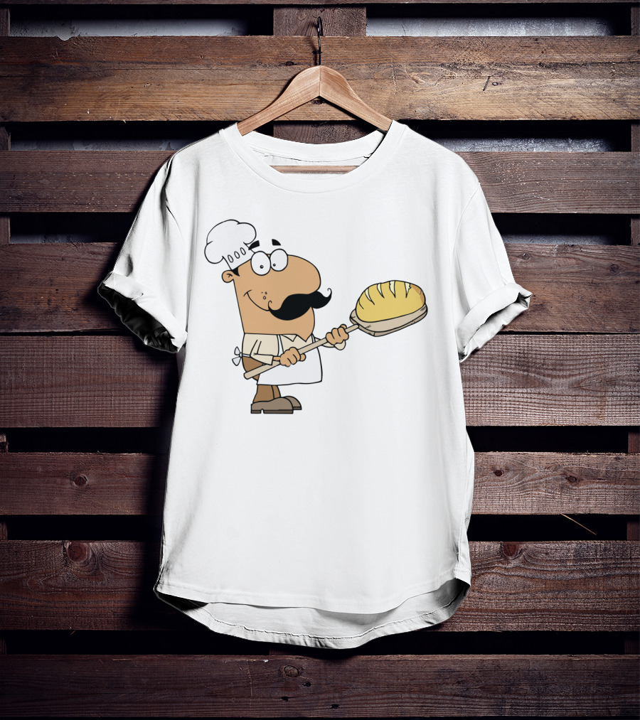 Hispanic Cartoon Bread Maker Man With Chef Hat And Loaf On Paddle T-Shirt