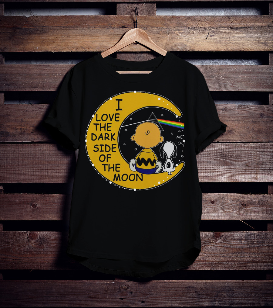 I Love The Dark Side Of The Moon Charlie Brown Snoopy Rainbow Prism Moon T-Shirt
