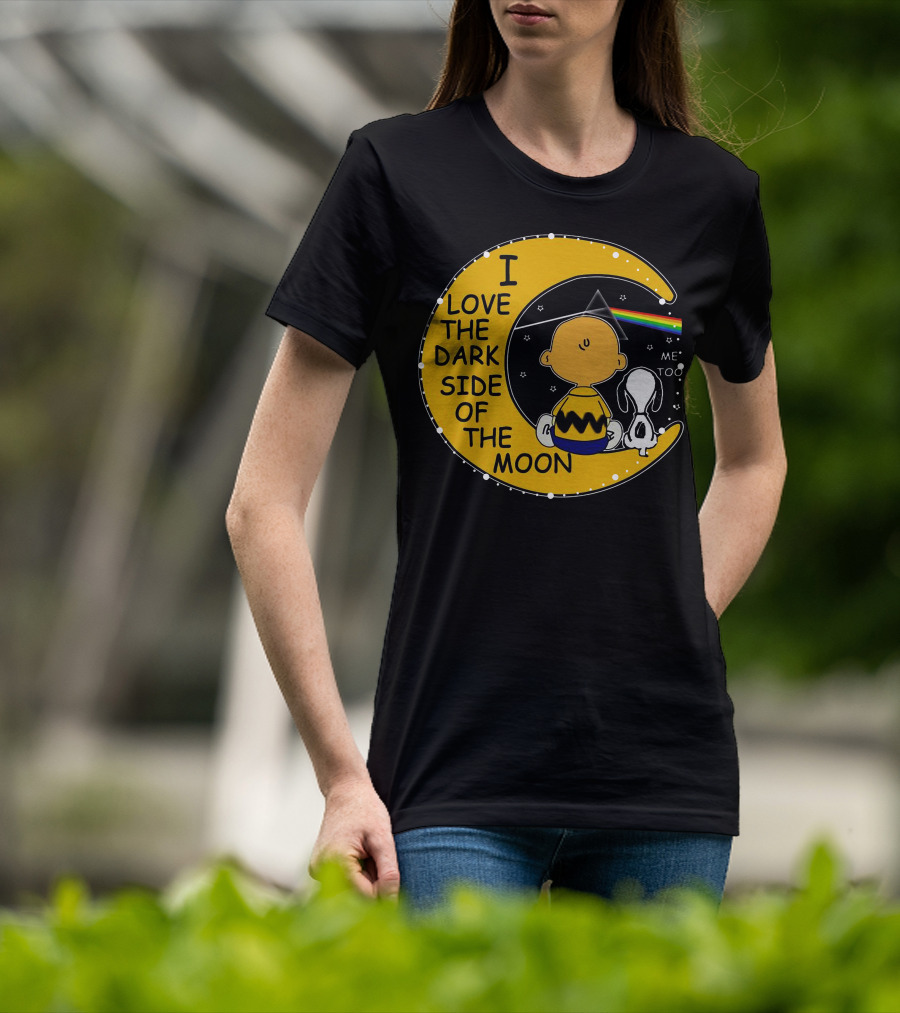 I Love The Dark Side Of The Moon Charlie Brown Snoopy Rainbow Prism Moon T-Shirt