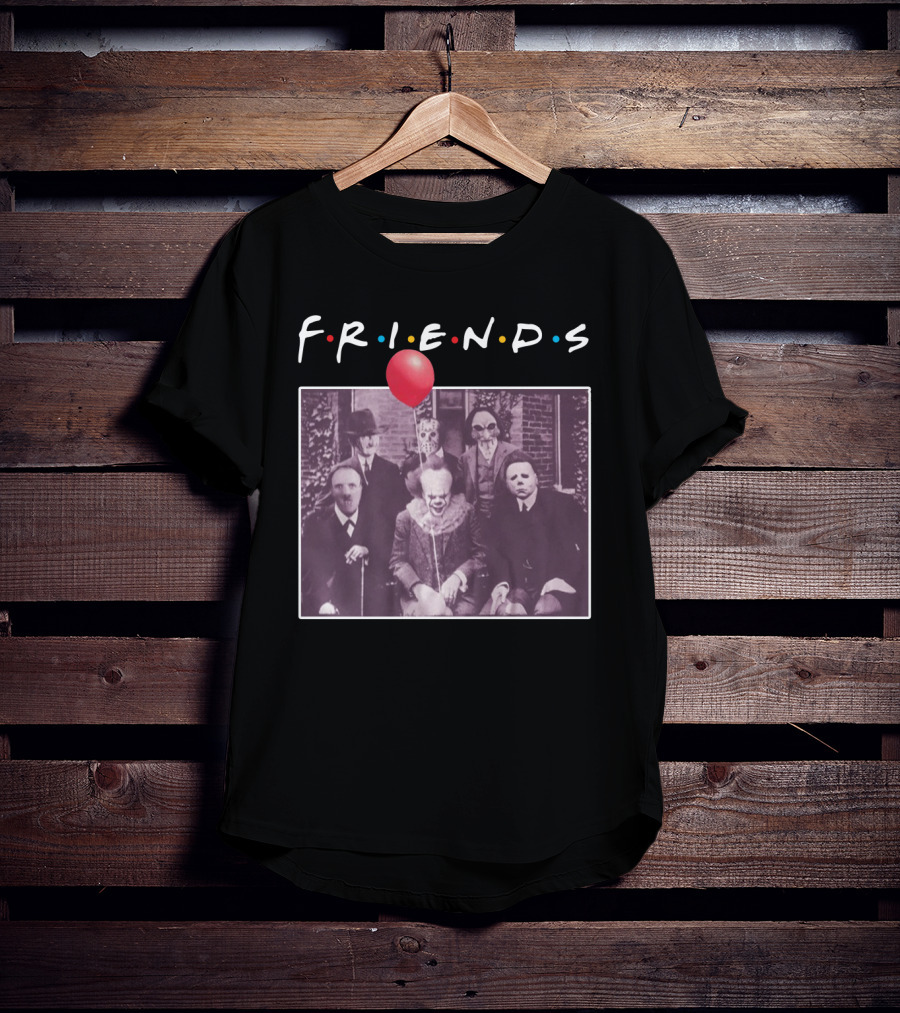 Horror Movie Characters Iconic Friends TV Show Parody Featuring Red Balloon T-Shirt