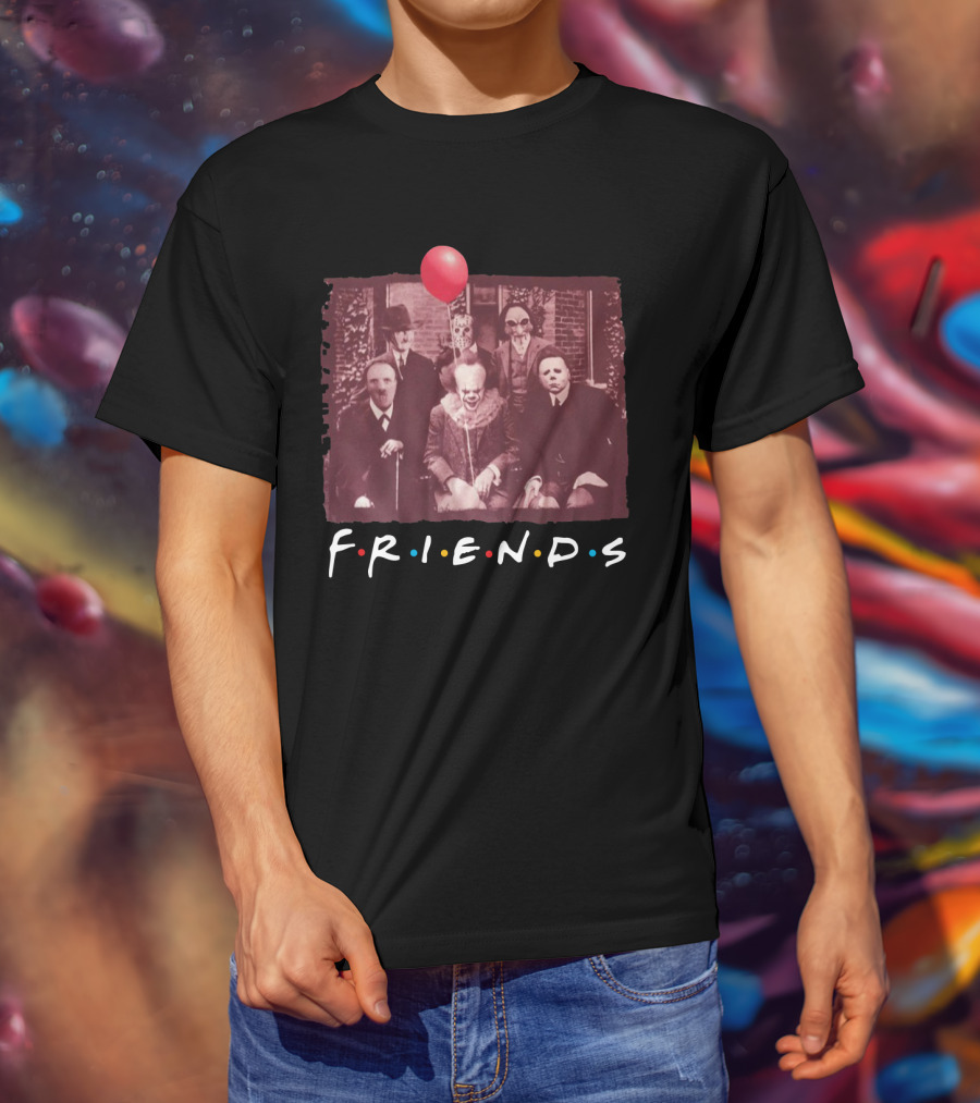 Pennywise Hannibal Lecter Michael Myers Freddy Krueger Jason Voorhees Billy Vintage Horror Friends Parody Balloon T-Shirt