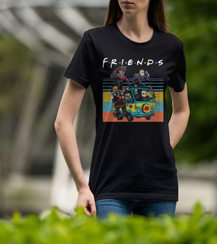 Friends Horror Icons Massacre Machine Cartoons T-Shirt