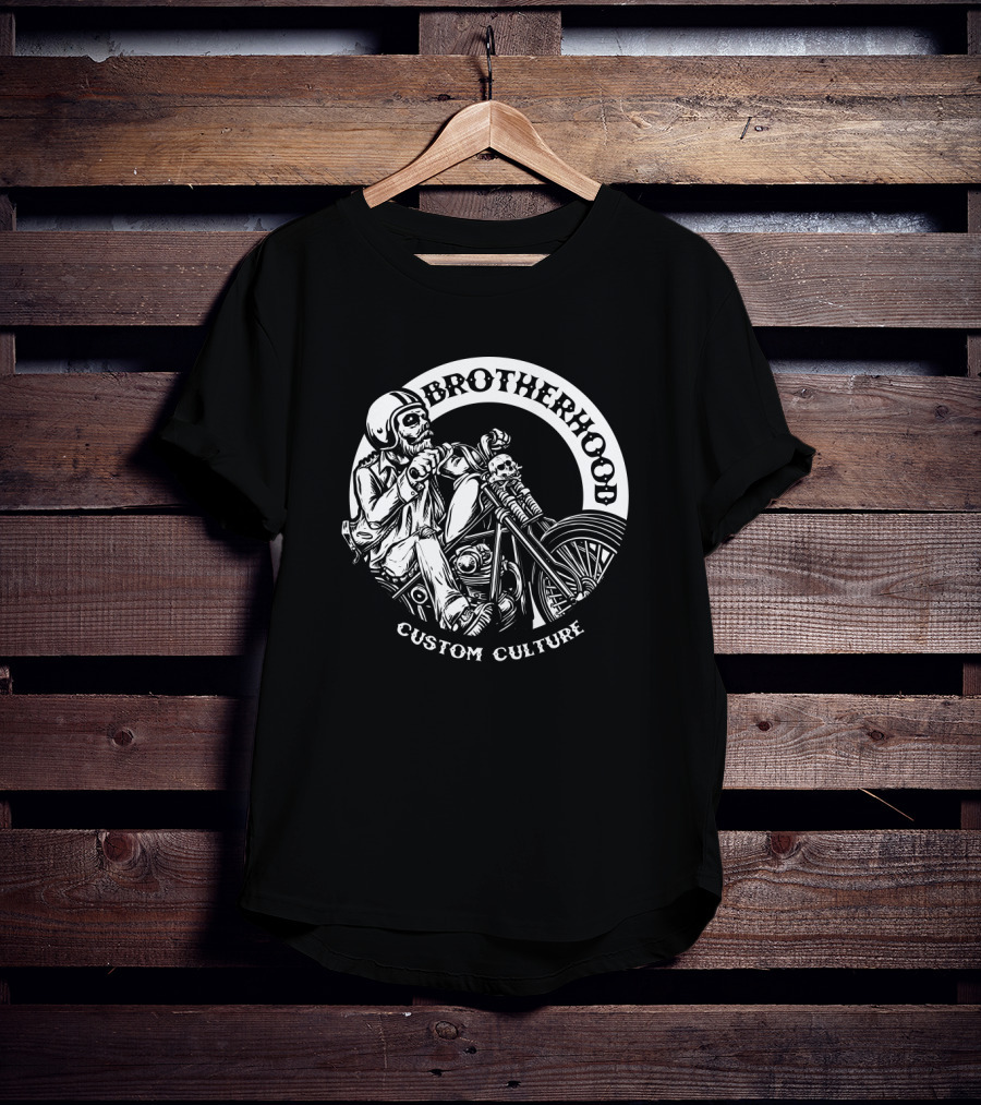 Brotherhood Skull Biker Chopper Custom Culture T-Shirt
