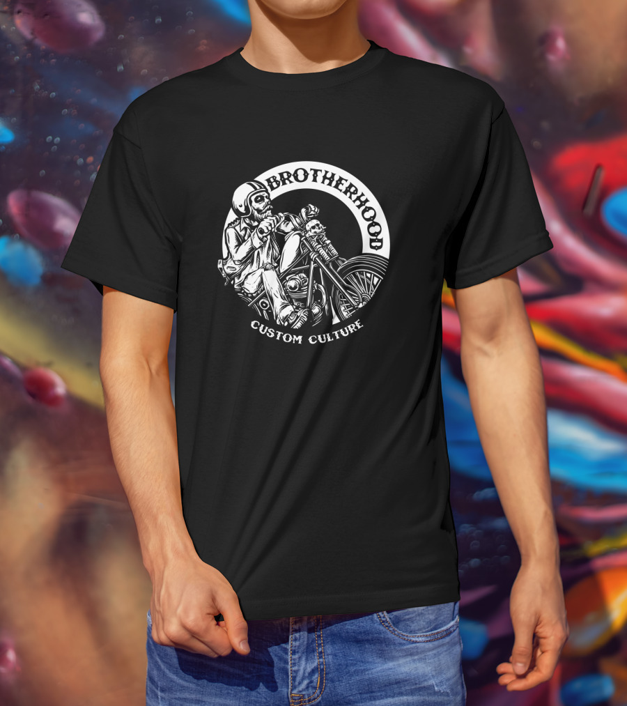 Brotherhood Skull Biker Chopper Custom Culture T-Shirt
