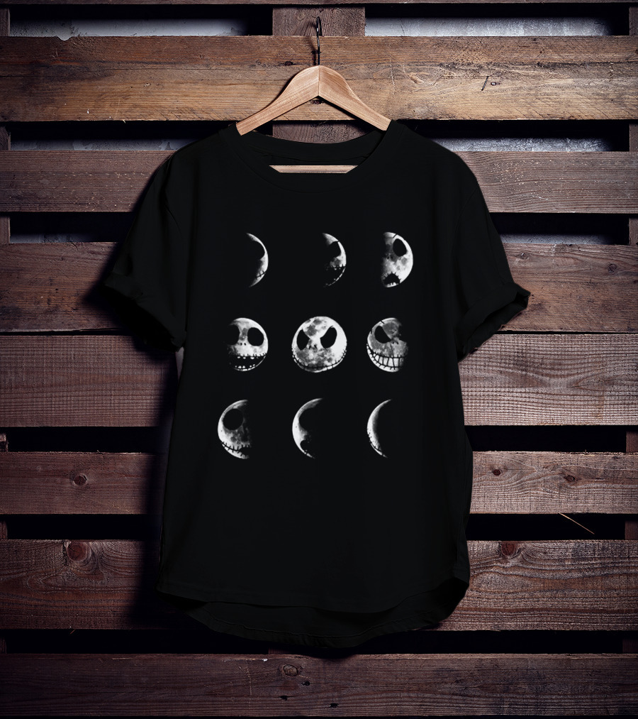 Jack Skellington Phases Of The Moon Halloween Face T-Shirt
