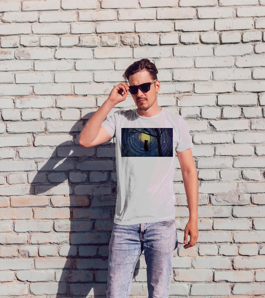 Cat Impression Starry Night Cute Series T-Shirt