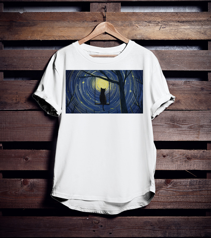 Cat Impression Starry Night Cute Series T-Shirt