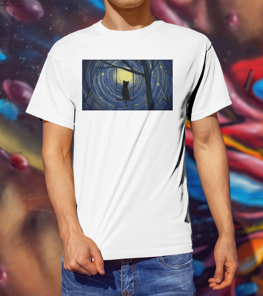 Cat Impression Starry Night Cute Series T-Shirt