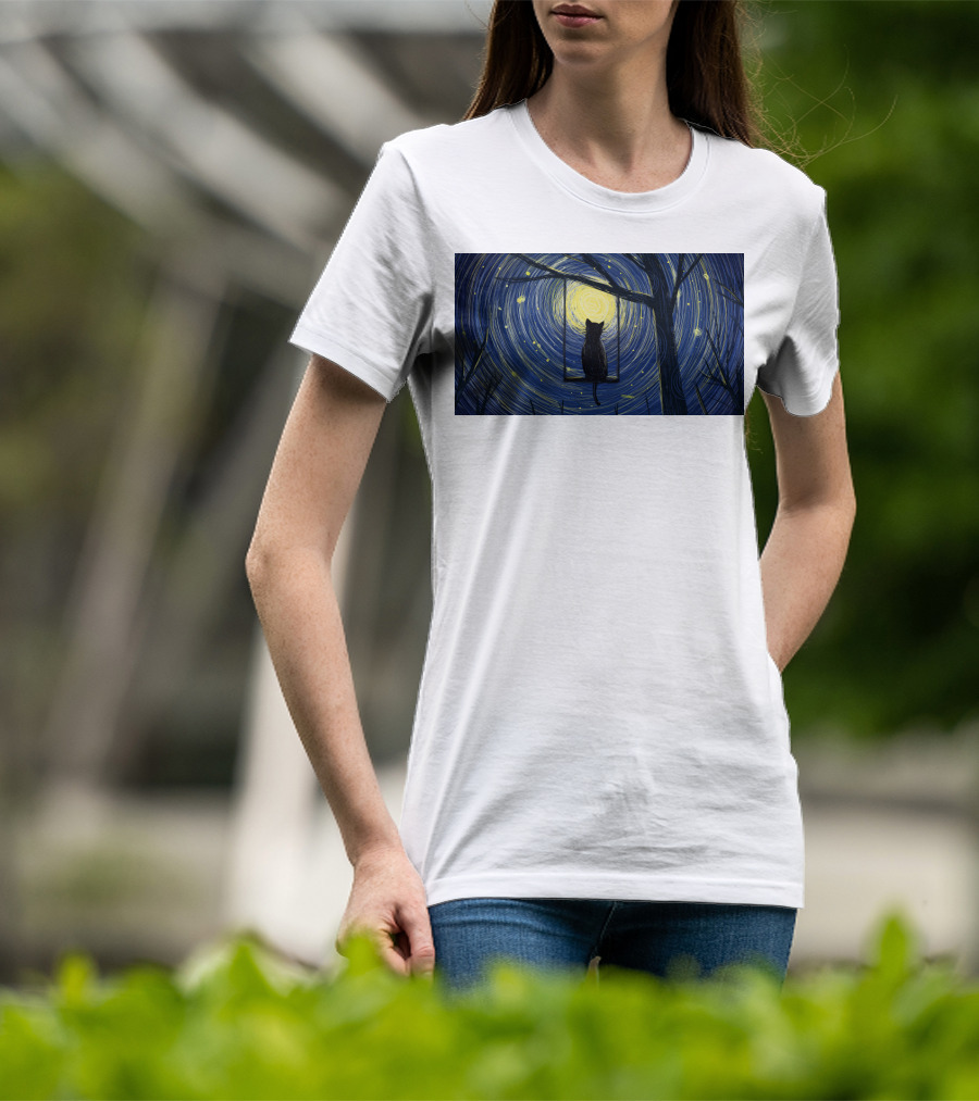 Cat Impression Starry Night Cute Series T-Shirt