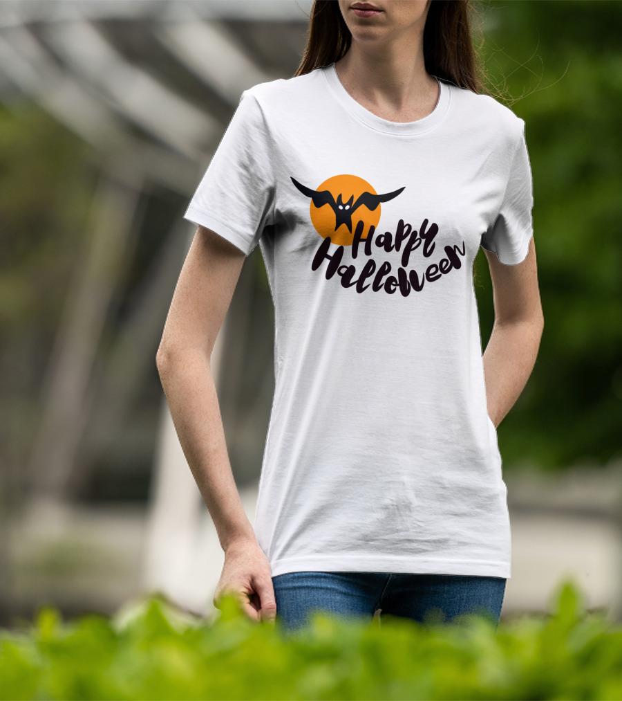 Happy Halloween Cartoon Bat T-Shirt
