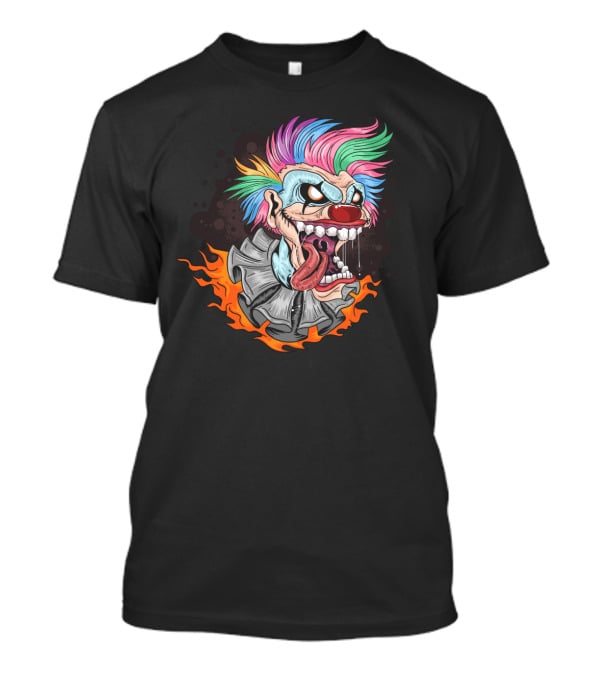 Clown Joker Smile With Unicorn Hair And Fiery Collar T-Shirt