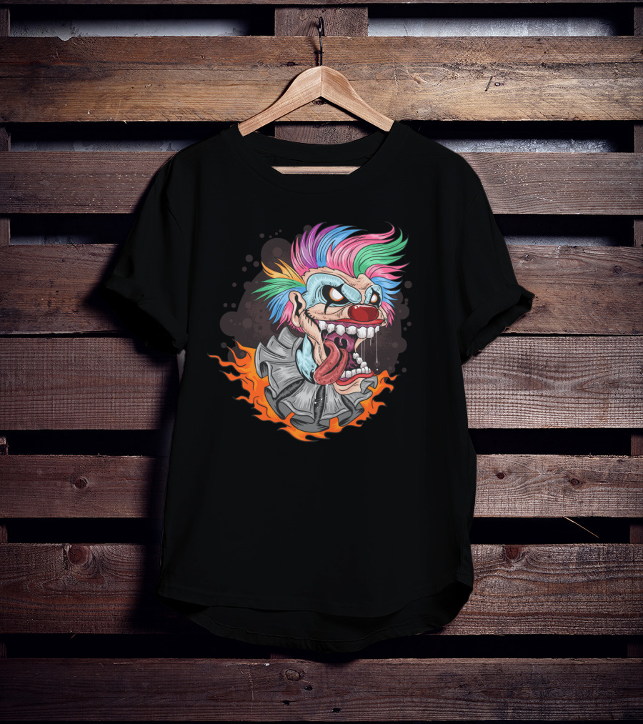 Clown Joker Smile With Unicorn Hair And Fiery Collar T-Shirt