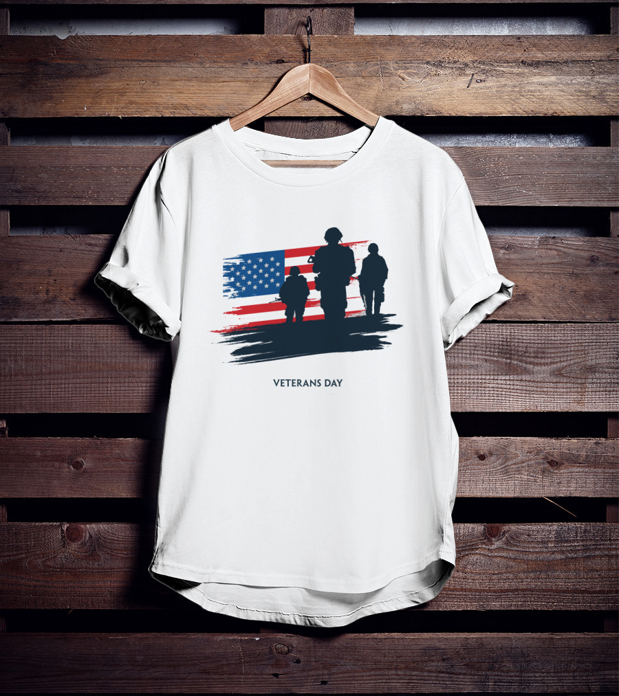 Veterans Day USA Flag With Soldier T-Shirt