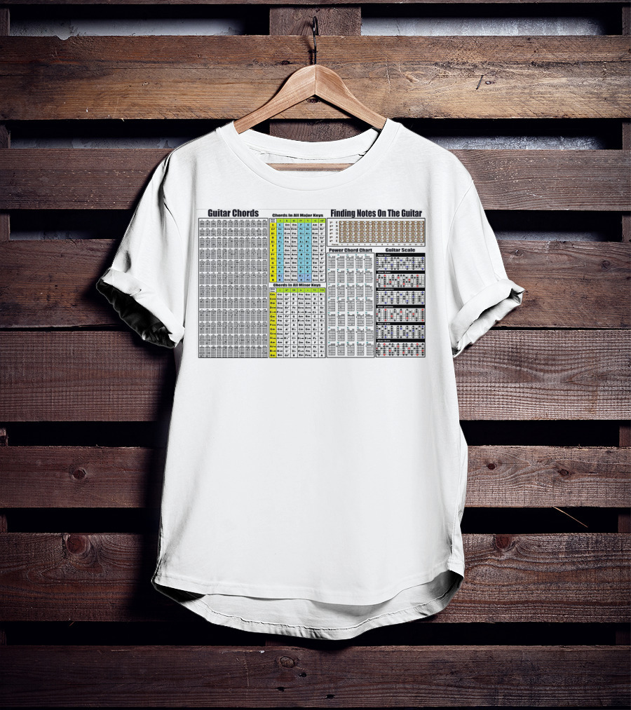Guitar Chords Chords In All Major Keys Chords In All Minor Keys Power Chord Chart Guitar Scale Finding Notes On The Guitar T-Shirt
