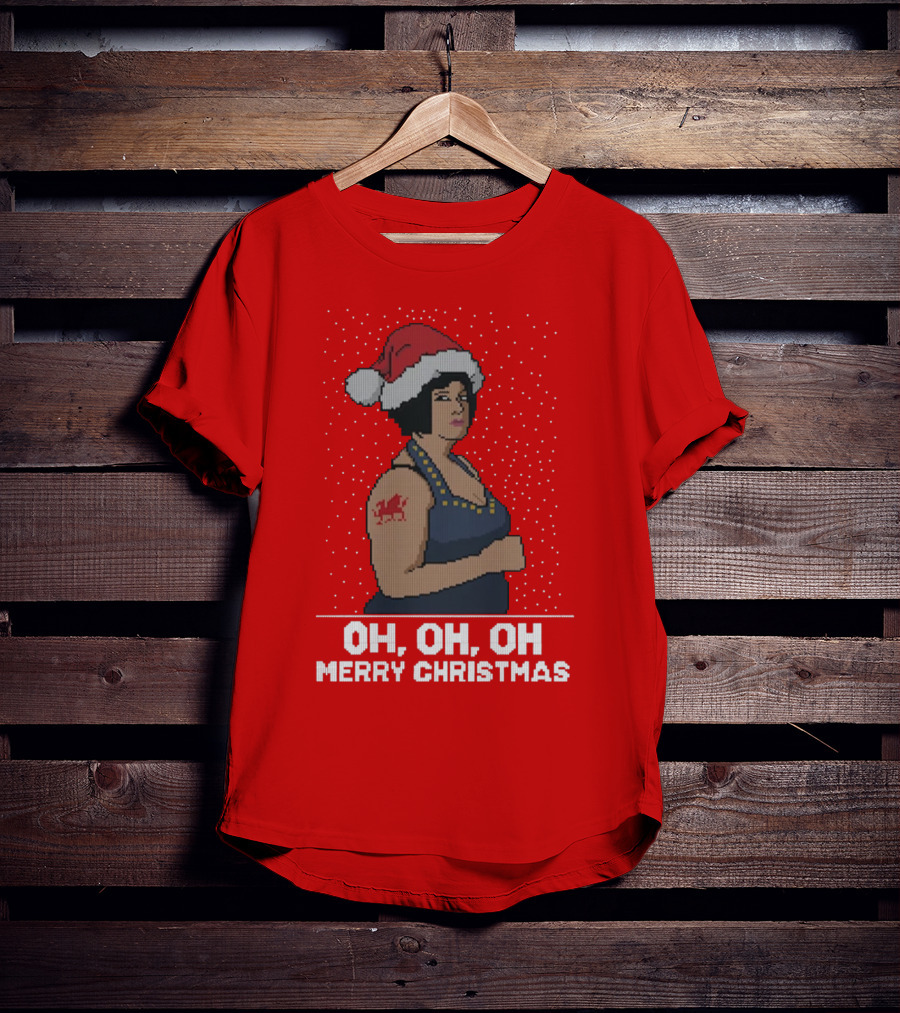 Oh Oh Oh Merry Christmas Santa Hat Tattoo T-Shirt