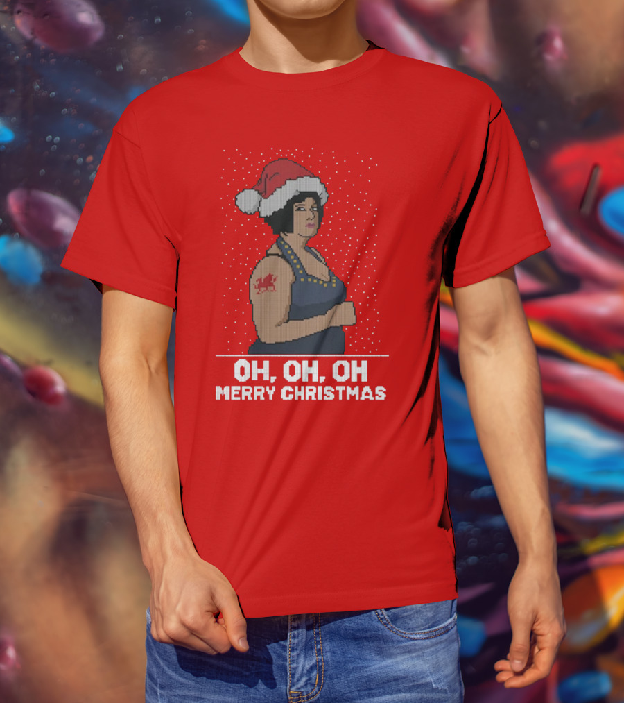 Oh Oh Oh Merry Christmas Santa Hat Tattoo T-Shirt