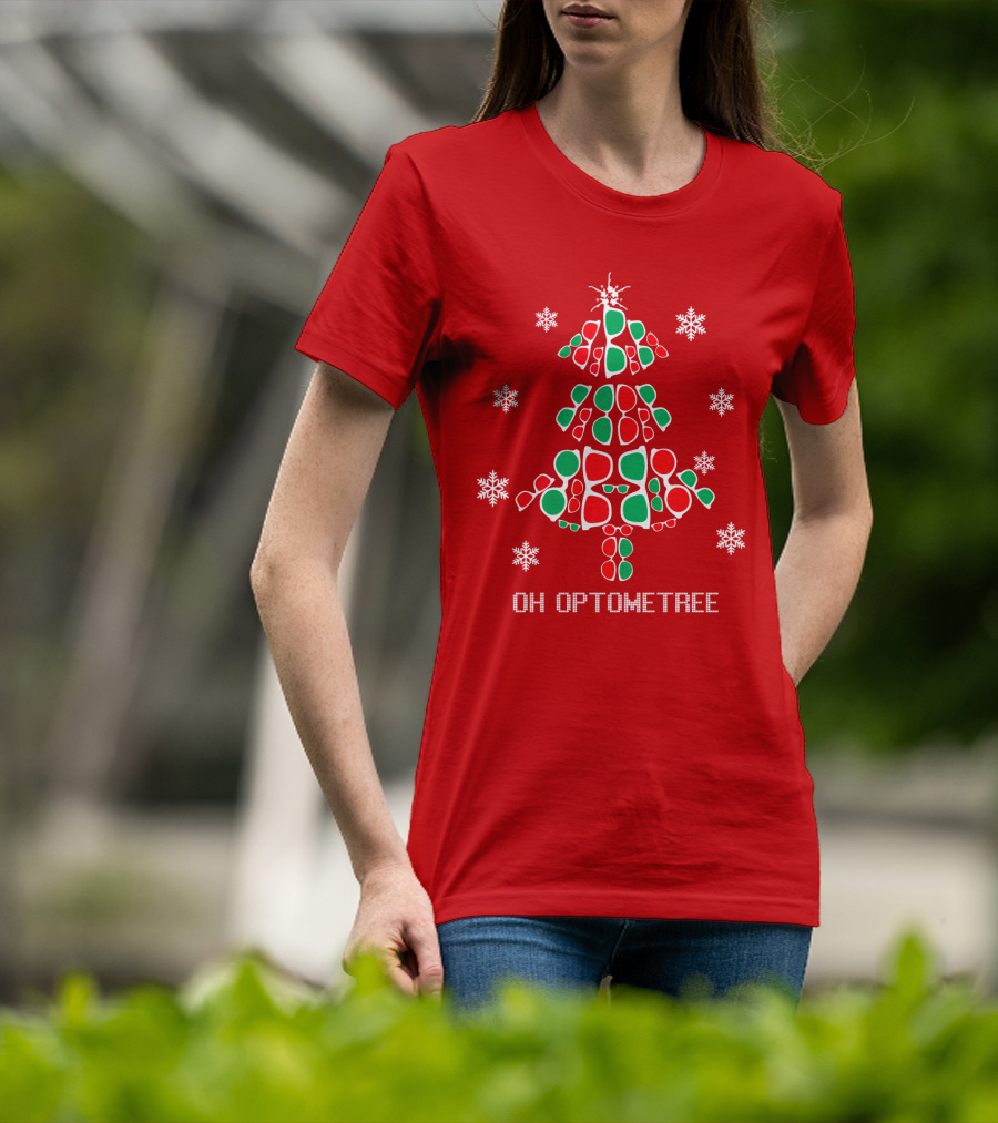 Oh Optometree Christmas Specs And Snowflakes T-Shirt