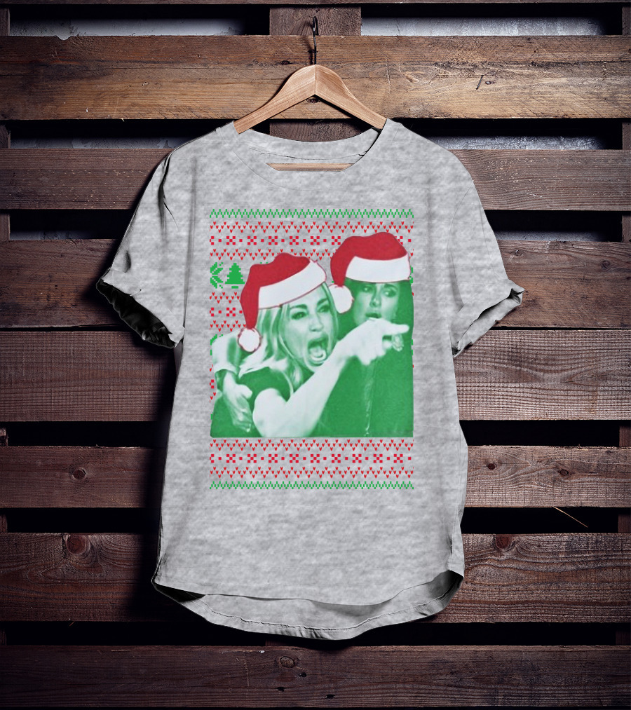 Woman Yelling At Cat Meme Christmas Santa Hats Raglan T-Shirt