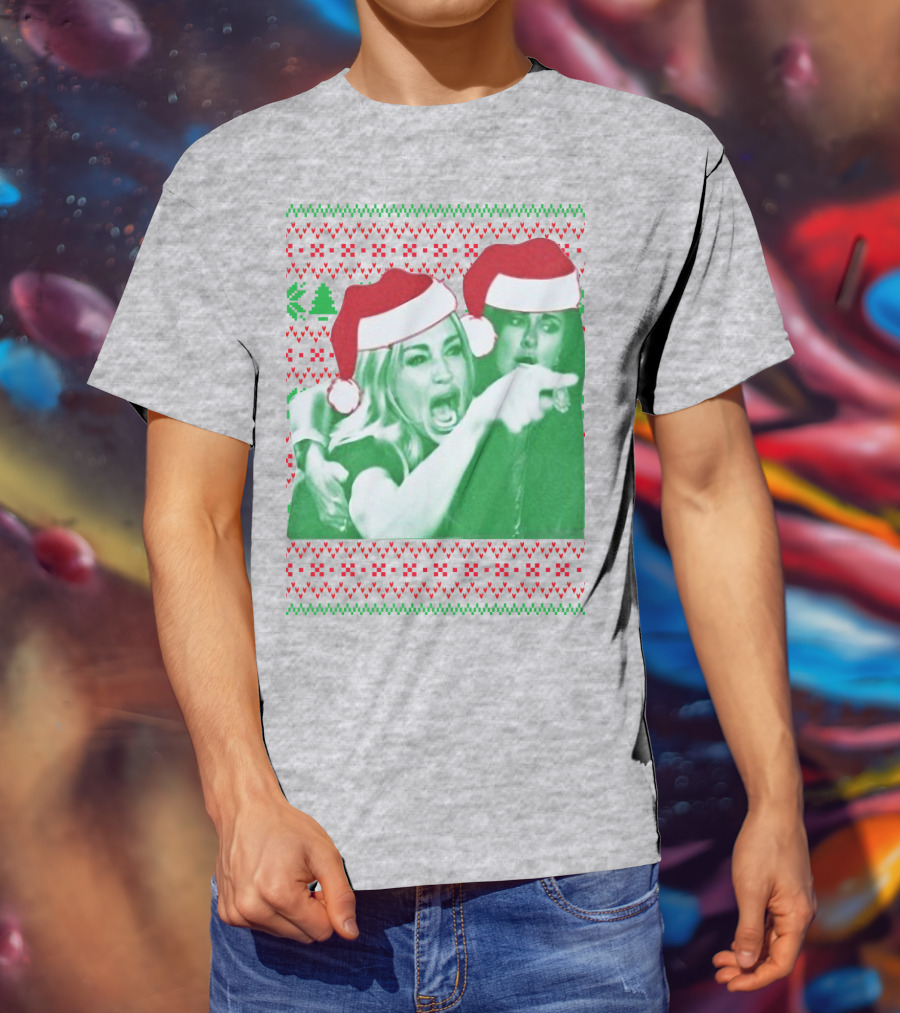 Woman Yelling At Cat Meme Christmas Santa Hats Raglan T-Shirt