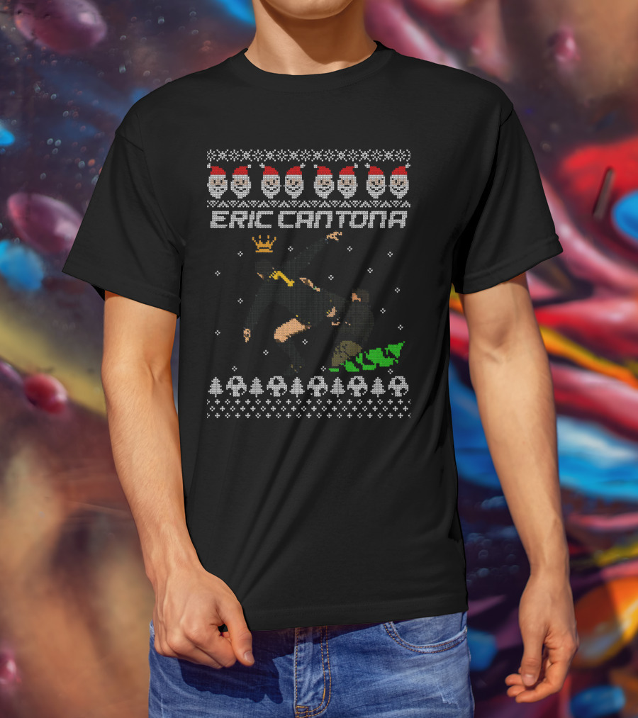 Eric Cantona Kung Fu Kick Crown Christmas T-Shirt
