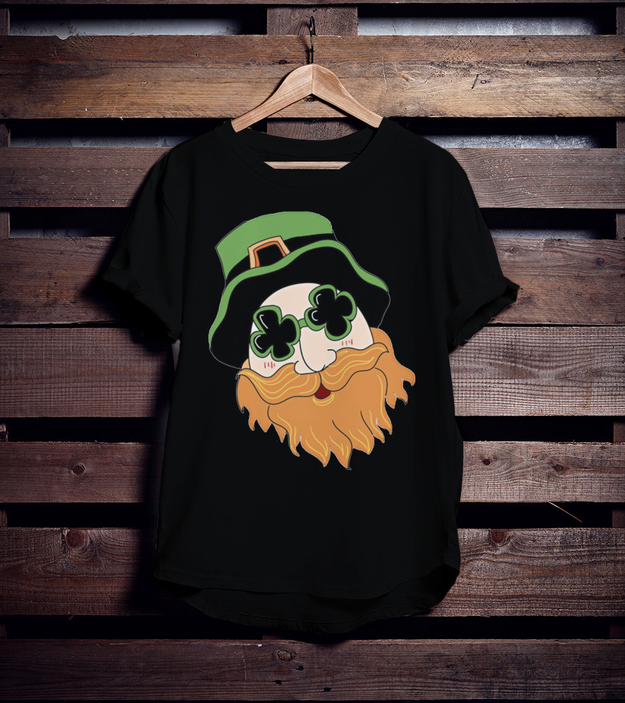 Green Hat Lucky Shamrock Beard T-Shirt
