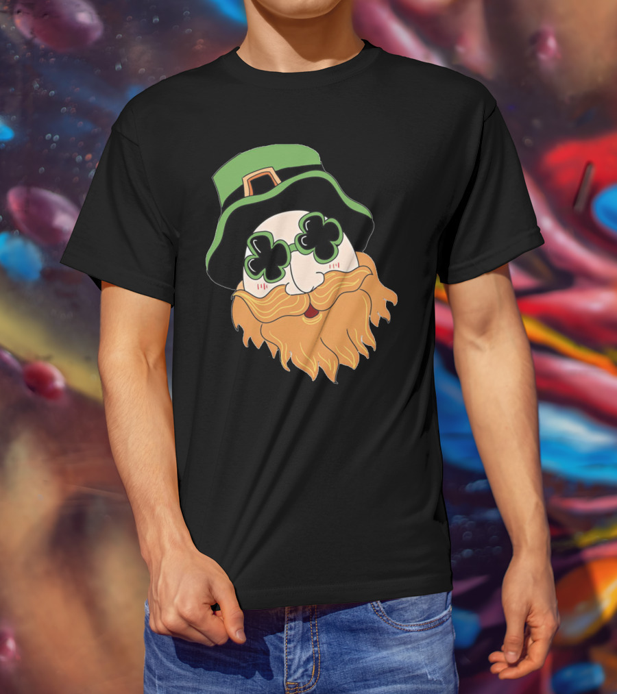 Green Hat Lucky Shamrock Beard T-Shirt