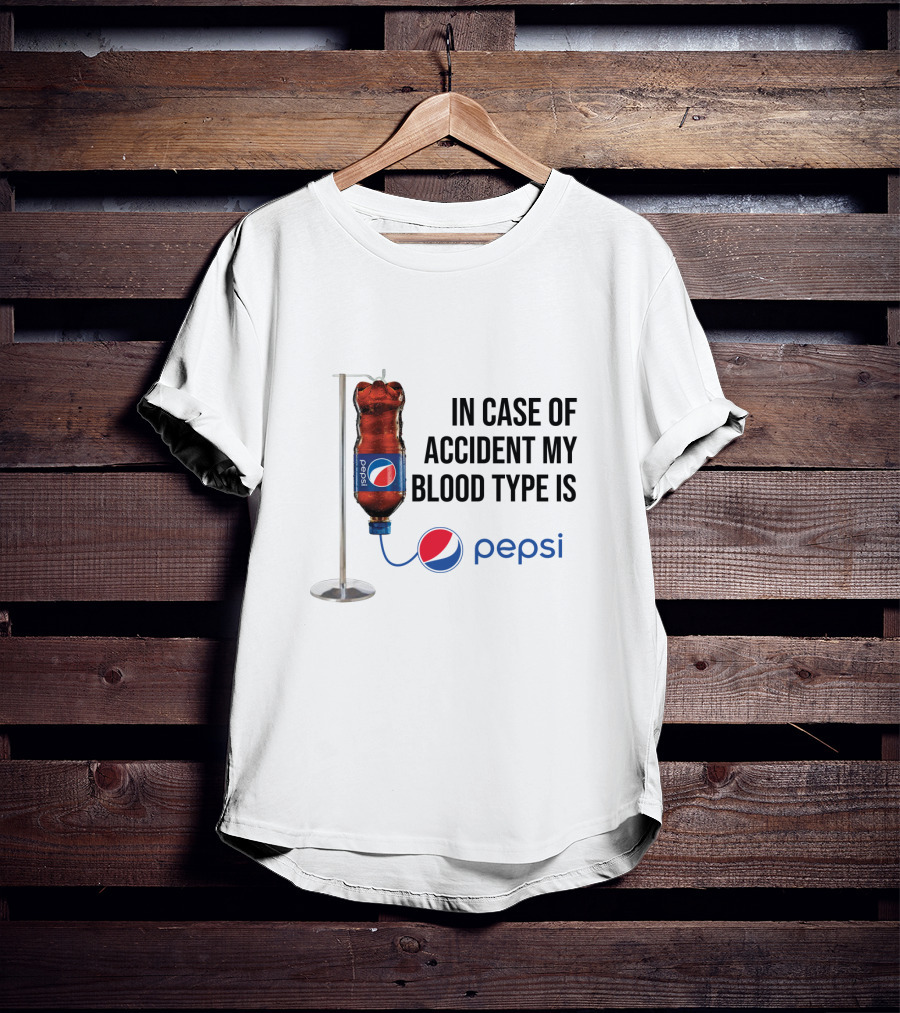 In Case Of Accident My Blood Type Is Pepsi Bottle Drip Logo Humor T-Shirt