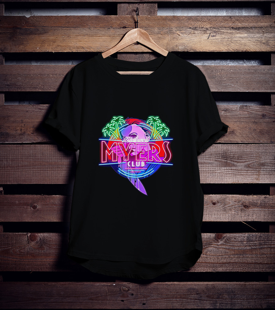 Michael Myers Club Neon Palm Retro Knife T-Shirt