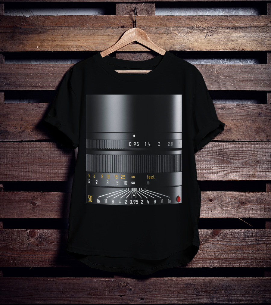 Photographer Camera Lens Detail 50mm 0.95 Aperture Measurement T-Shirt