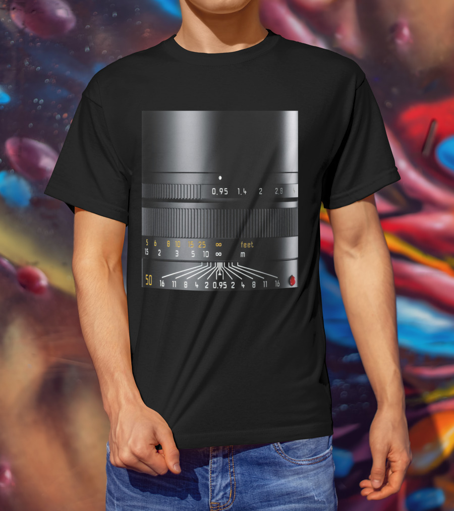 Photographer Camera Lens Detail 50mm 0.95 Aperture Measurement T-Shirt