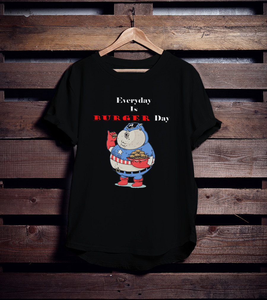 Everyday Is Burger Day Fat Captain America T-Shirt