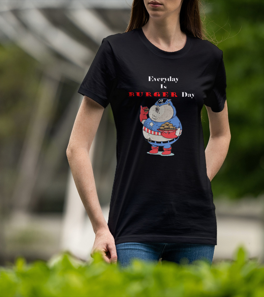 Everyday Is Burger Day Fat Captain America T-Shirt