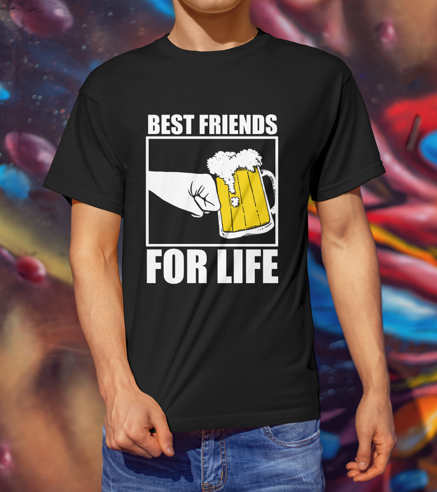 Best Friends For Life Beer Mug Fist Bump T-Shirt