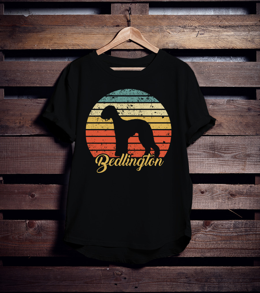Retro Vintage Bedlington Silhouette Sunset T-Shirt