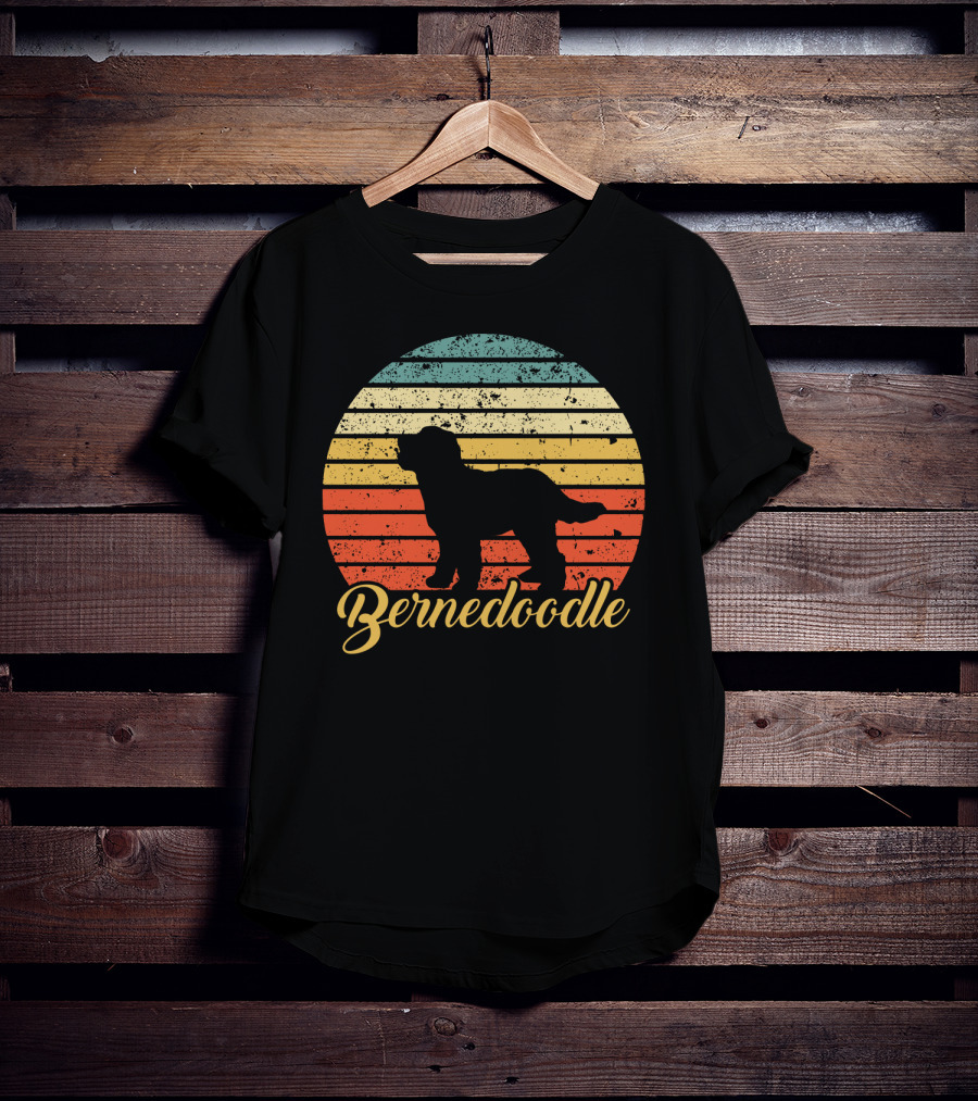 Retro Striped Bernedoodle T-Shirt