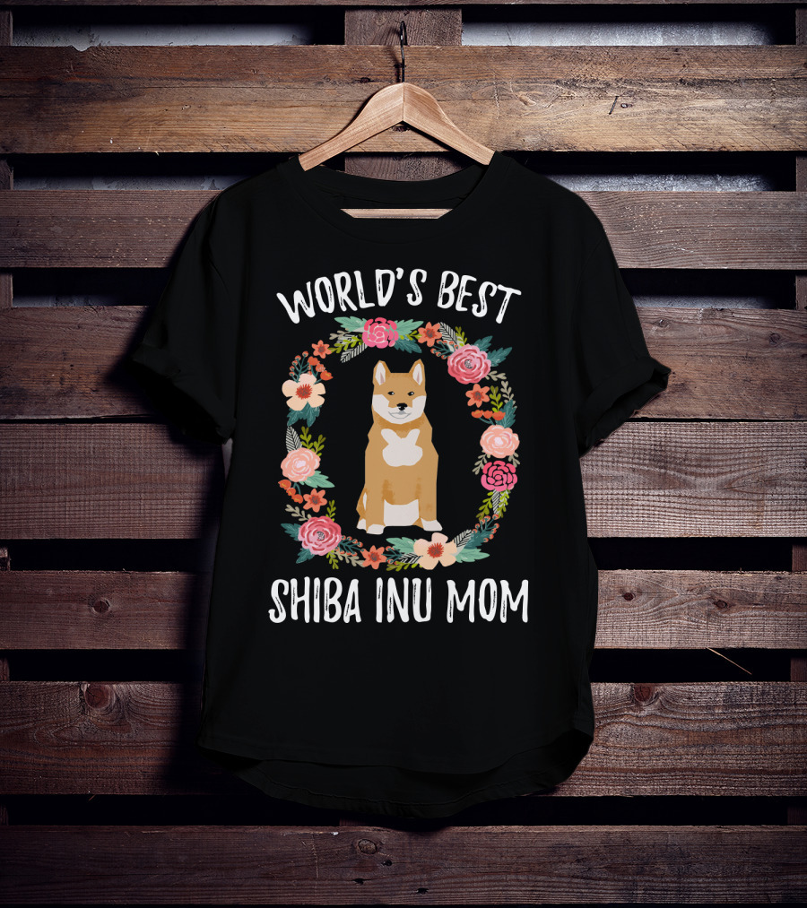 World's Best Shiba Inu Mom Floral T-Shirt