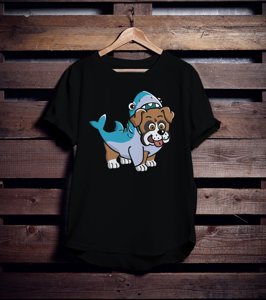 Friendly Boxer Dog In Shark Costume Playfully Walking T-Shirt